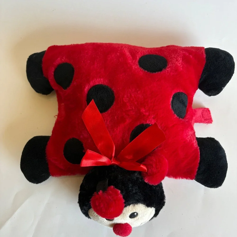 Pillow Pets Ladybug Plush Stuffed Animal‎ Red Black Spotted Folding Pillow 13